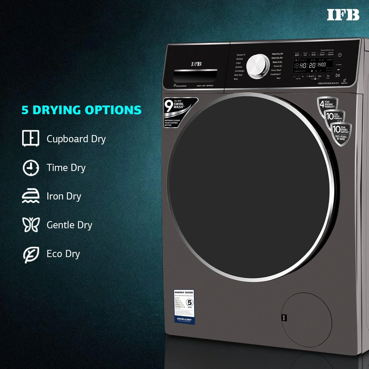 IFB Laundrimagic 3-in-1 8.5 Kg/6.5 Kg/2.5 Kg Inverter Washer Dryer Refresh (Executive ZXM, Mocha) - Image 3