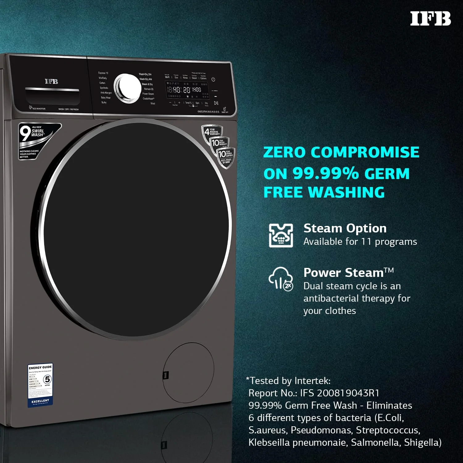 IFB Laundrimagic 3-in-1 8.5 Kg/6.5 Kg/2.5 Kg Inverter Washer Dryer Refresh (Executive ZXM, Mocha) - Image 5