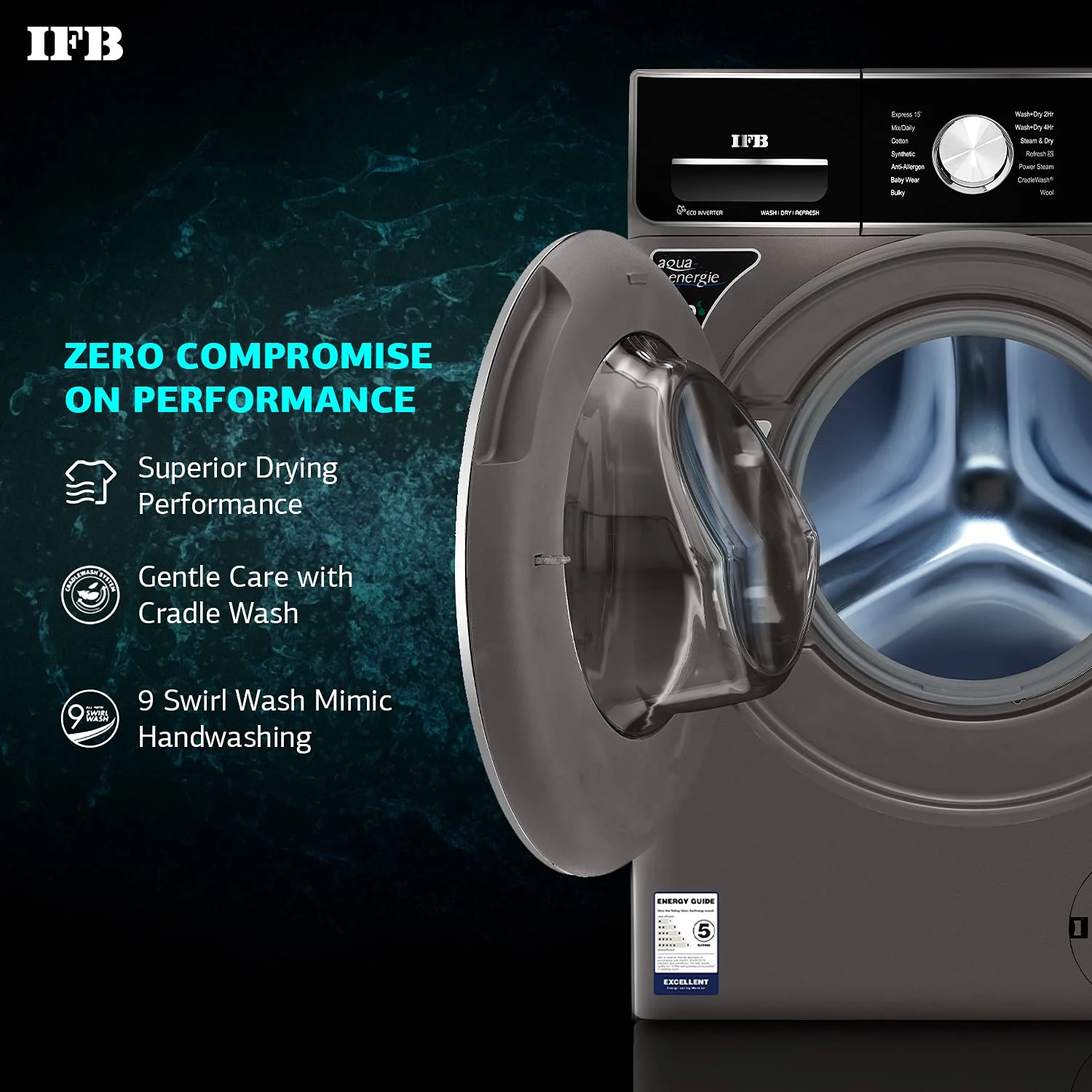 IFB Laundrimagic 3-in-1 8.5 Kg/6.5 Kg/2.5 Kg Inverter Washer Dryer Refresh (Executive ZXM, Mocha) - Image 8