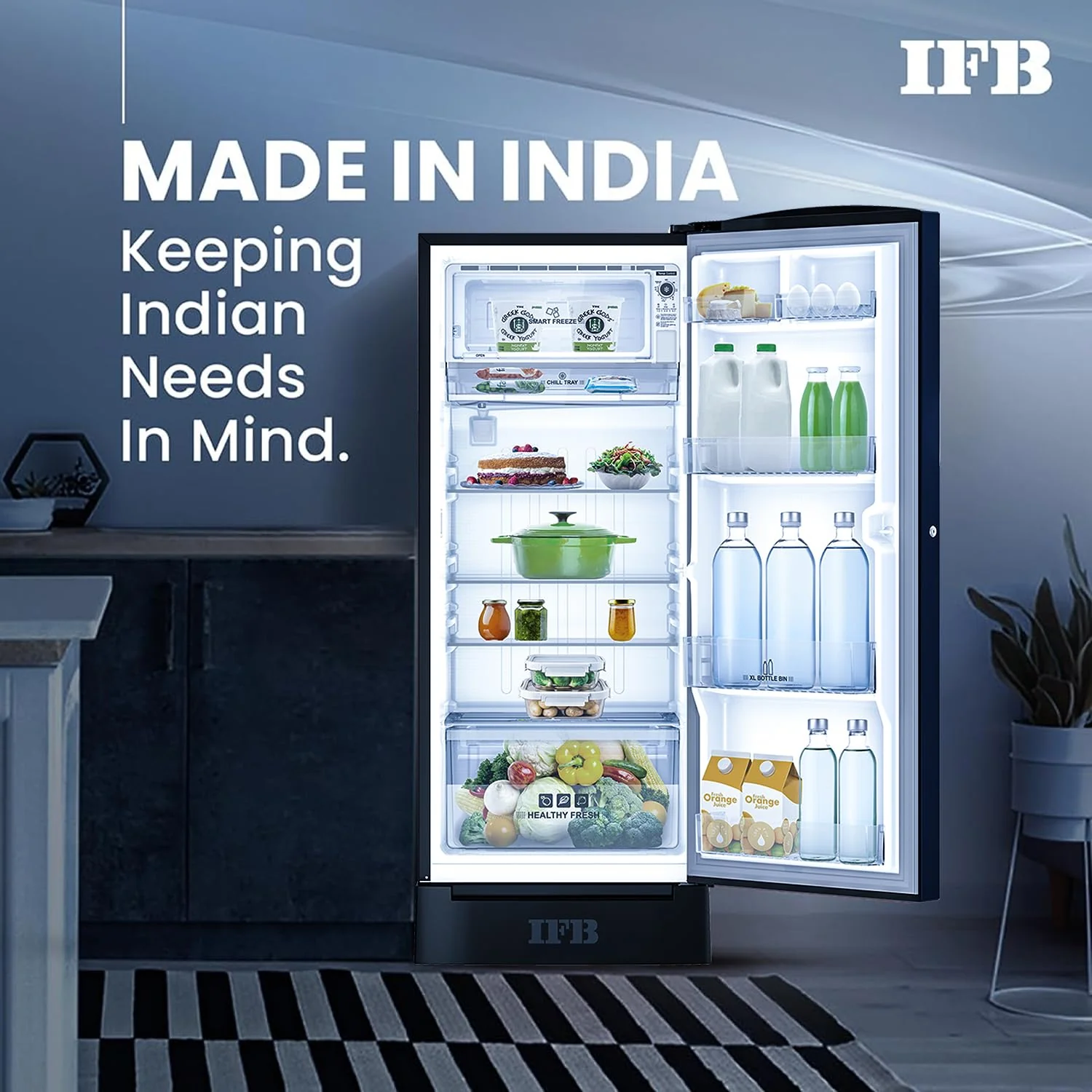 IFB Smart Choice 187L 4 Star Direct Cool Advanced Inverter Single Door Refrigerator (IFBDC-2134DBNED, Divine Bliss-Blue, Humidity Controller, Extraordinary Space with Base Drawer) - Image 5