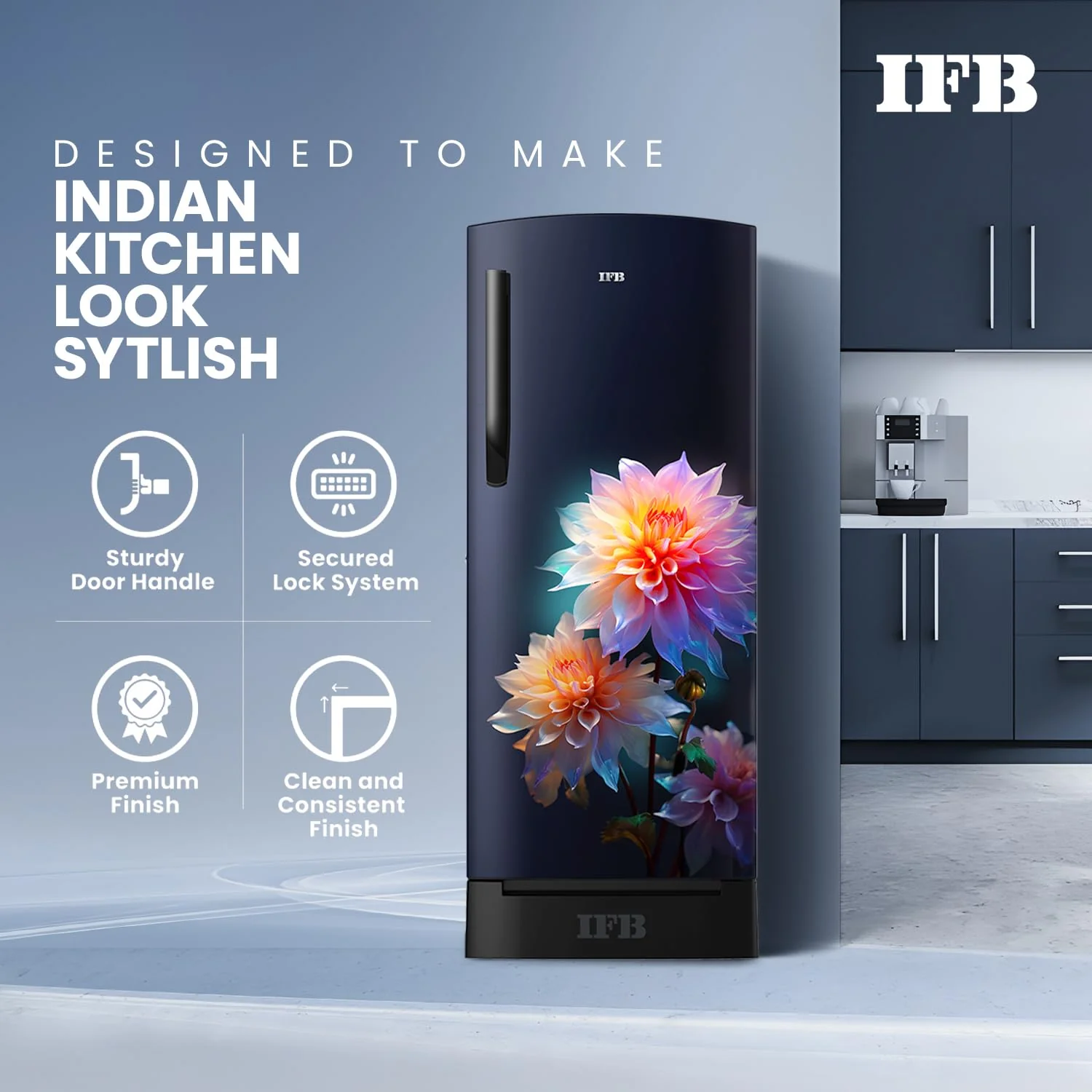 IFB Smart Choice 187L 4 Star Direct Cool Advanced Inverter Single Door Refrigerator (IFBDC-2134DBNED, Divine Bliss-Blue, Humidity Controller, Extraordinary Space with Base Drawer) - Image 7