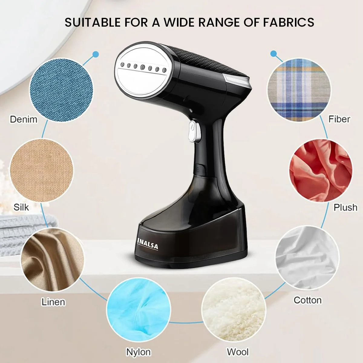 INALSA Steamer for Ironing Clothes - 1600W Handheld Garment Steamer - 25g/min High Steam, Fast Heat-Up time, 340 ml Tank, Vertical &amp; Horizontal Steam Iron for Clothes, Garment Steamer (Cosicosy) - Image 5
