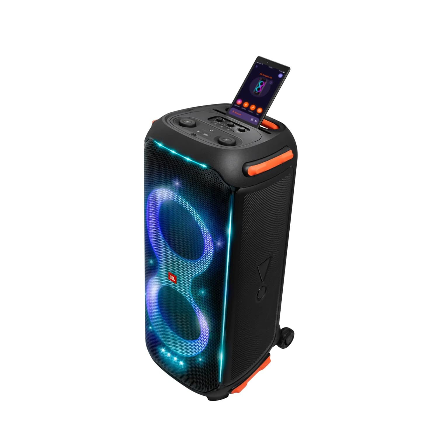 JBL PartyBox 710 Bluetooth Party Speaker with Dynamic Music Synced Flashing Club Pattern Lightshow, Pro Sound, Splashproof, PartyBox App Personalisation,Guitar and Mic Input(800 Watt RMS, Black) - Image 8