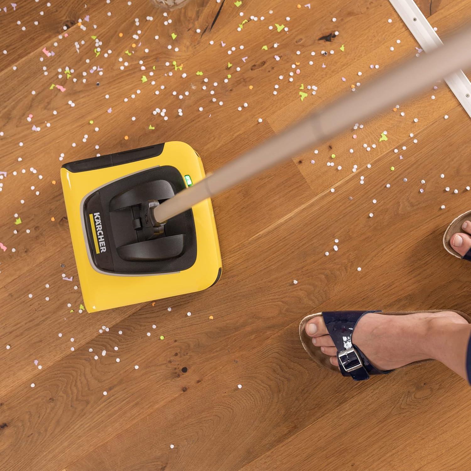 KARCHER Cordless Electric Broom KB 5, Contactless Waste Container, Automatic on/Off Switch, Reliable Floor and Carpet Cleaning (Yellow and Black) - Image 4