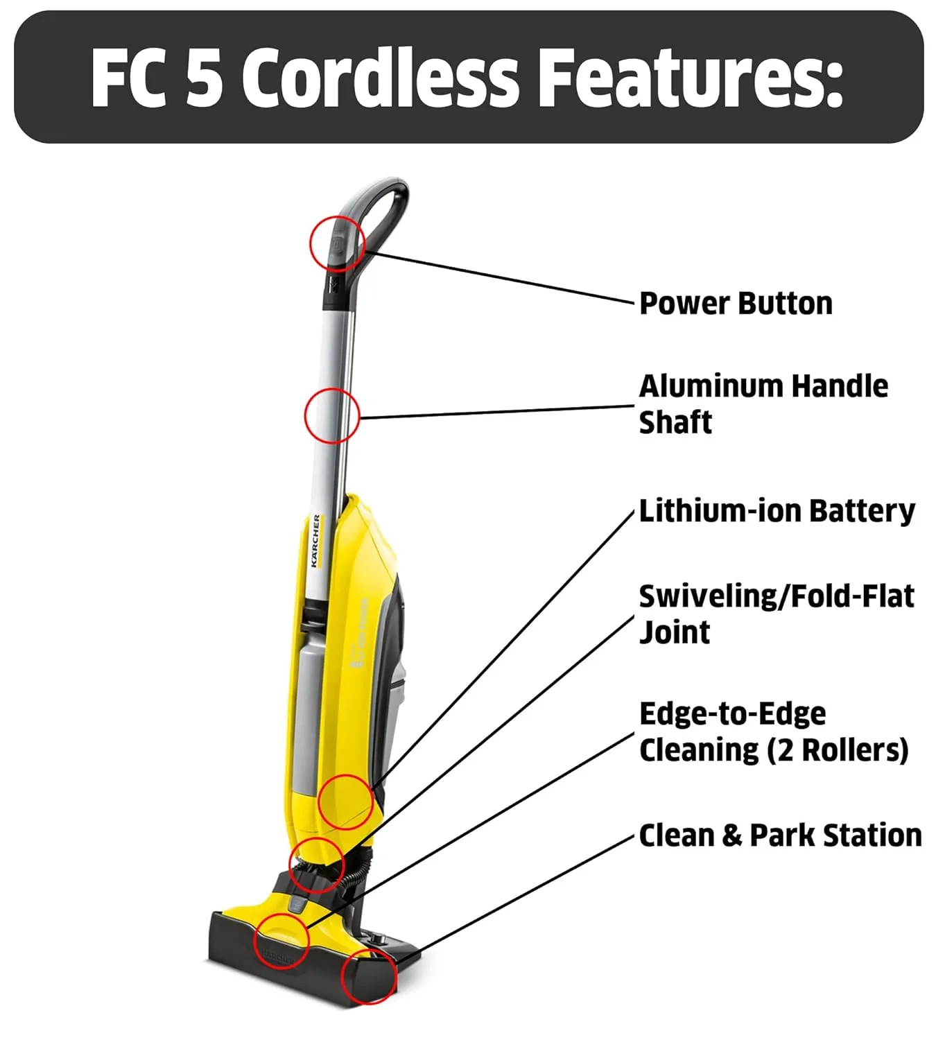 Kärcher - FC 5 Electric Mop &amp; Sanitize Hard Floor Cleaner – Perfect for Laminate, Wood, Tile, LVT, Vinyl, &amp; Stone Flooring - Cordless - Image 7