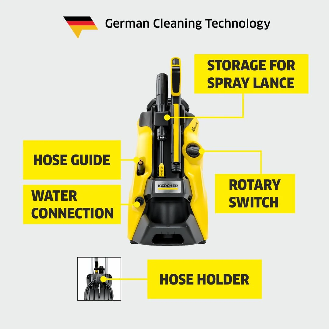 Karcher K5 Power Control *EU High Pressure Washer,2100W, 145 Bar, 500 l/h Flow Rate, 10m Hose Pipe, Portable, Powerful Cleaning for Homes, Cars, Bikes, Gardens, Multiple Accessories, German Tech - Image 5