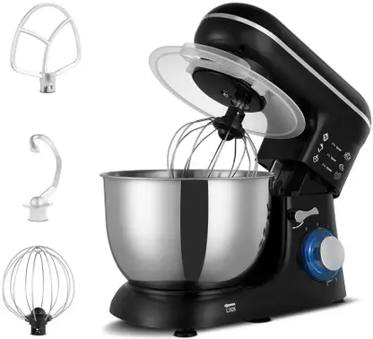 KENT Stand Mixer 1300W ideal To Whisk Mix&Knead 5L Bowl 6 SpeedSetting&PulseFunction Stainless Steel Continuous Dough Maker (Black, Silver)