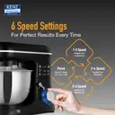 KENT Stand Mixer 1300W ideal To Whisk Mix&Knead 5L Bowl 6 SpeedSetting&PulseFunction Stainless Steel Continuous Dough Maker (Black, Silver) - Image 8