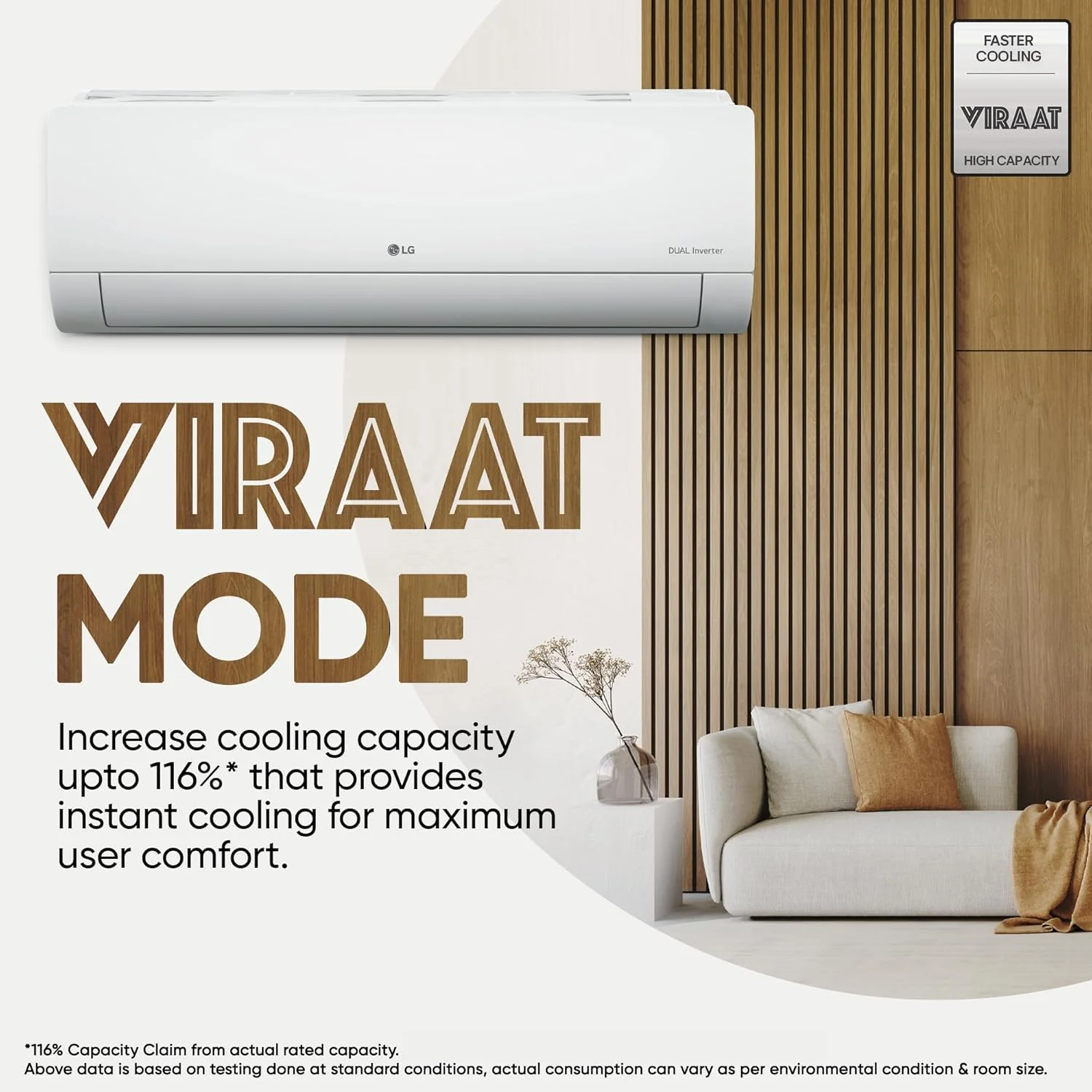 LG 1.5 Ton 3 Star Hot & Cold, DUAL Inverter Split AC (Copper, Convertible 5-in-1, VIRAAT Mode, 4 Way Swing, HD Filter with Anti-Virus Protection, US-H18VNXE, White) - Image 11