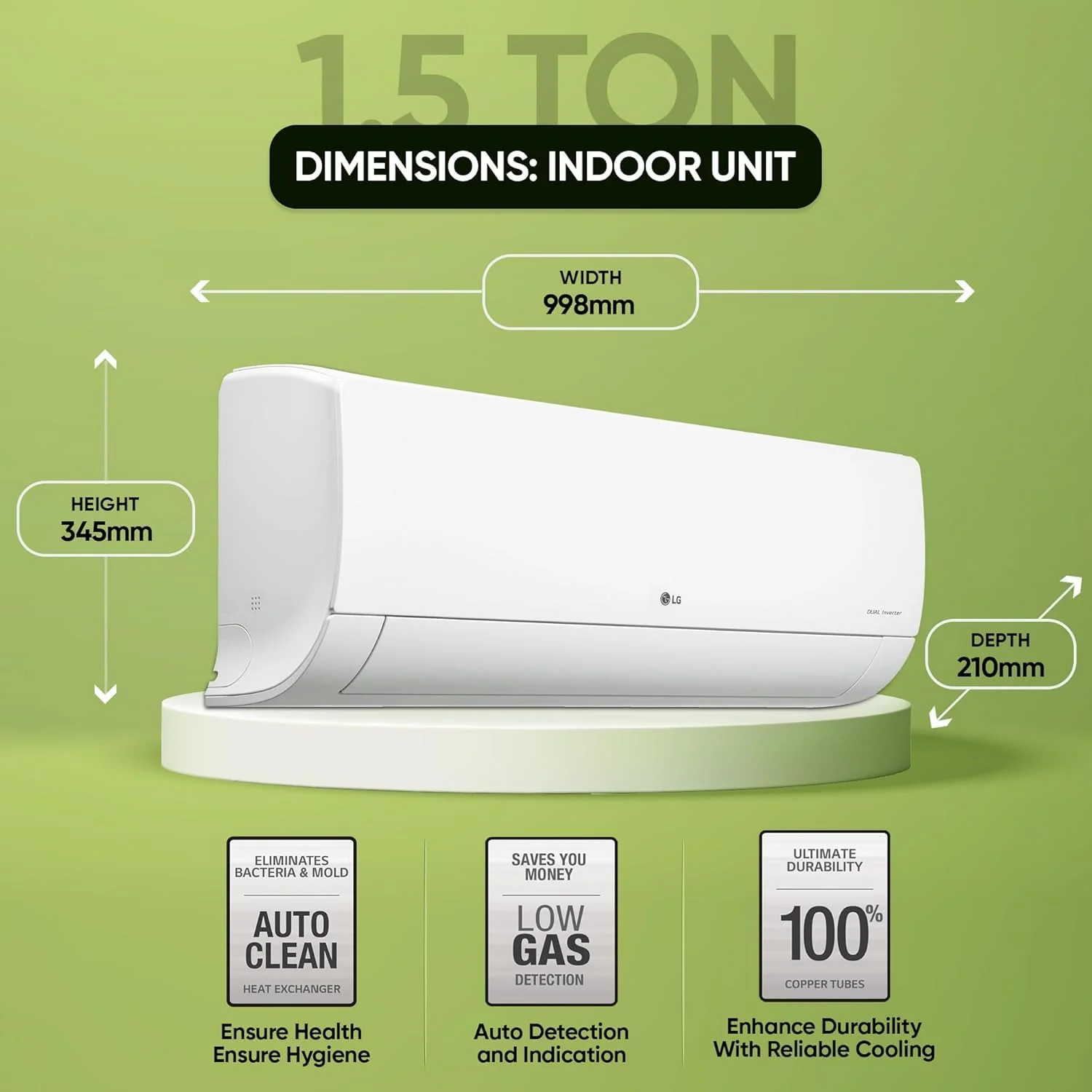 LG 1.5 Ton 5 Star AI DUAL Inverter Split AC (Copper, AI Convertible 6-in-1 Cooling, 4 Way Swing, HD Filter with Anti-Virus Protection, 2024 Model, US-Q19ENZE, White) - Image 3