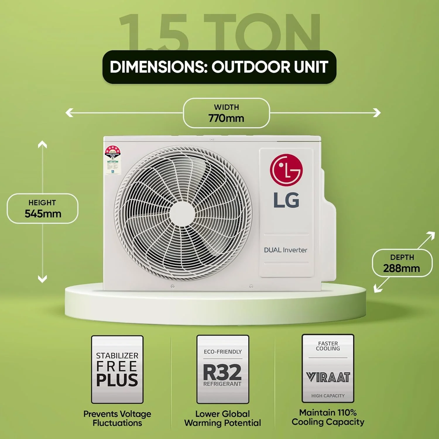 LG 1.5 Ton 5 Star AI DUAL Inverter Split AC (Copper, AI Convertible 6-in-1 Cooling, 4 Way Swing, HD Filter with Anti-Virus Protection, 2024 Model, US-Q19ENZE, White) - Image 4
