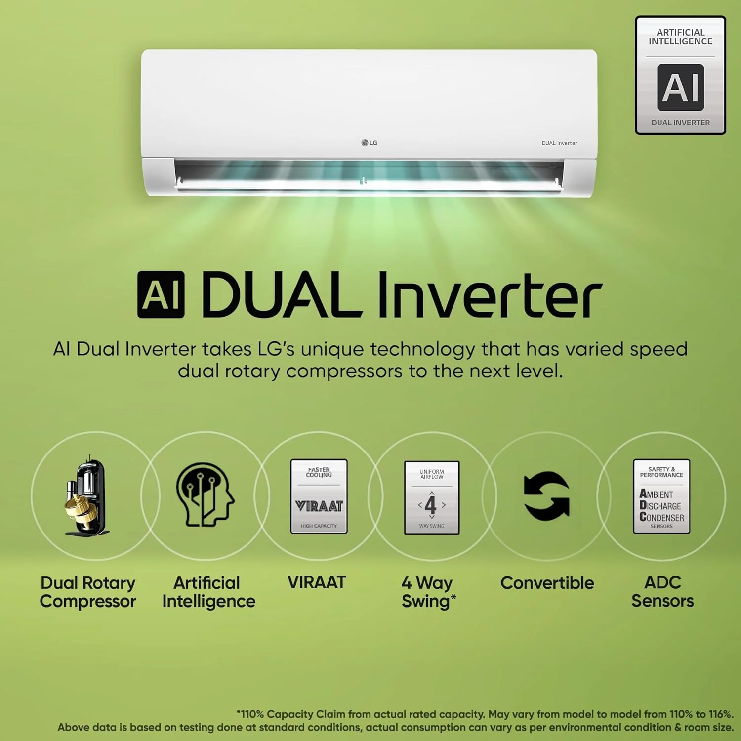 LG 1.5 Ton 5 Star AI DUAL Inverter Split AC (Copper, AI Convertible 6-in-1 Cooling, 4 Way Swing, HD Filter with Anti-Virus Protection, TS-Q19ENZE, White) - Image 9