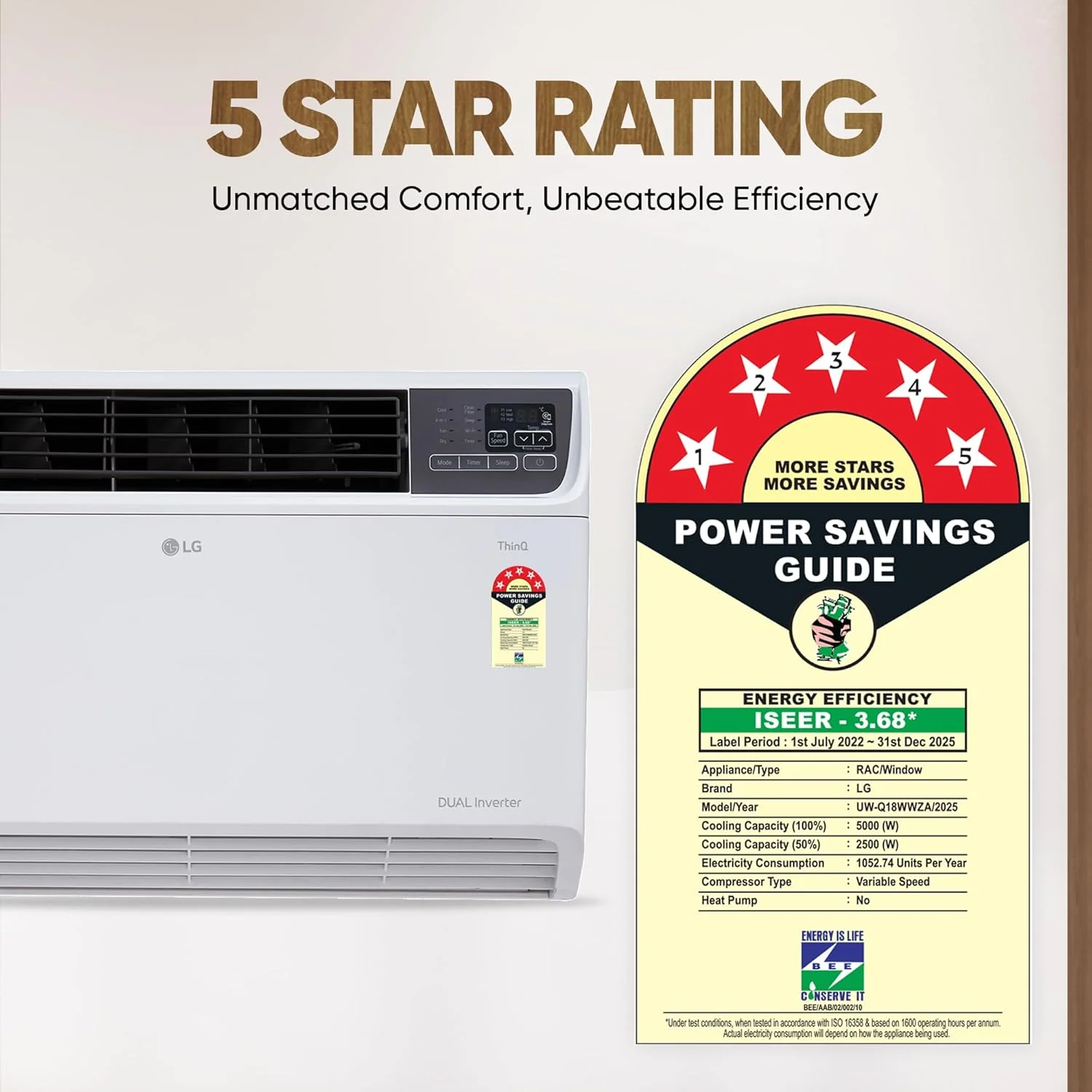 LG 1.5 Ton 5 Star Wi-Fi DUAL Inverter Window AC (Copper, Convertible 4-in-1 cooling, 4 Way Air Swing, HD Filter, UW-Q18WWZA, White) - Image 11