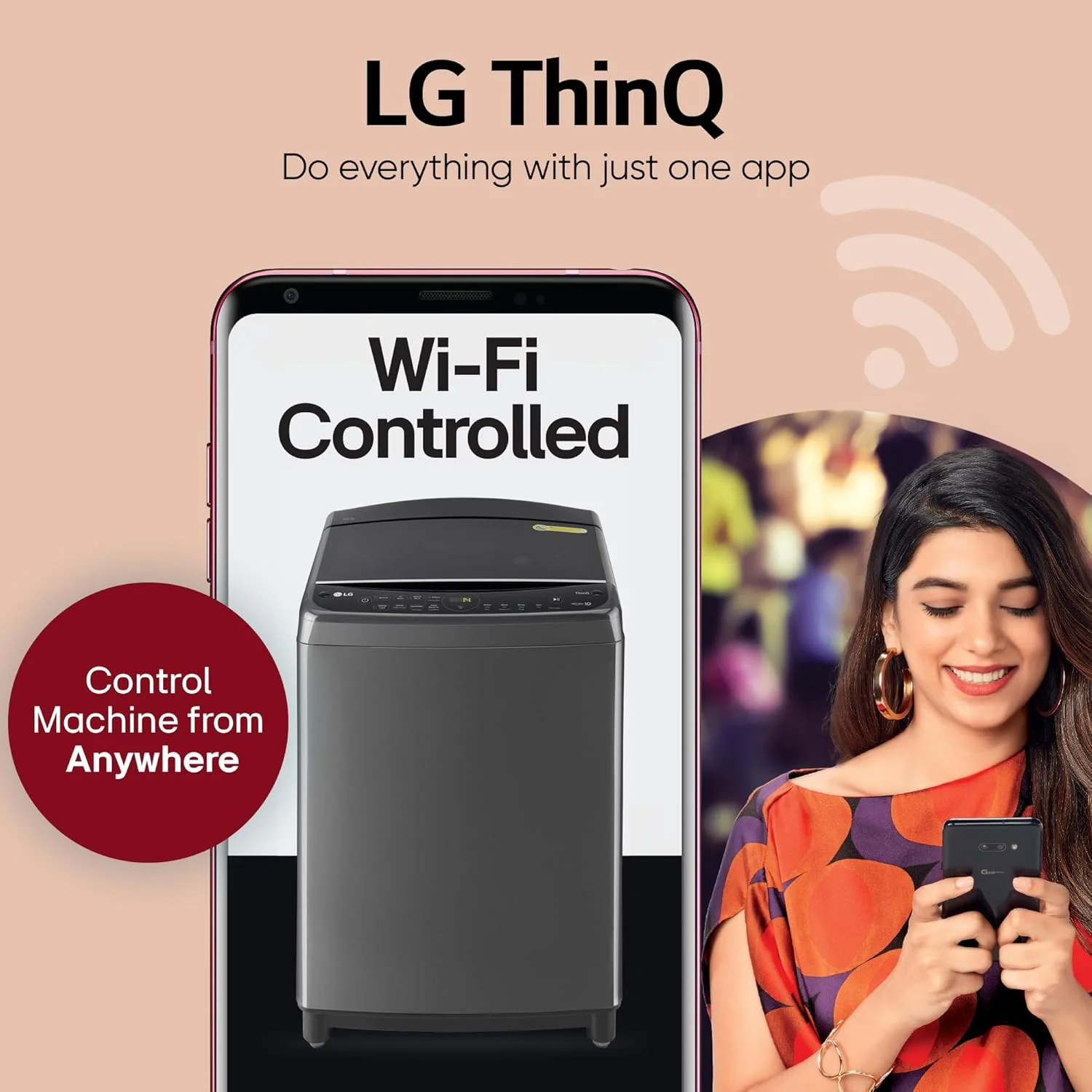 LG 10.0 Kg 5 Star AI Direct Drive Technology, ThinQ (Wi-Fi), Steam Wash for Allergy Removal Fully Automatic Top Loading Washing Machine (THD10SWM, Middle Black, More Fabric Care &amp; Convenience) - Image 8