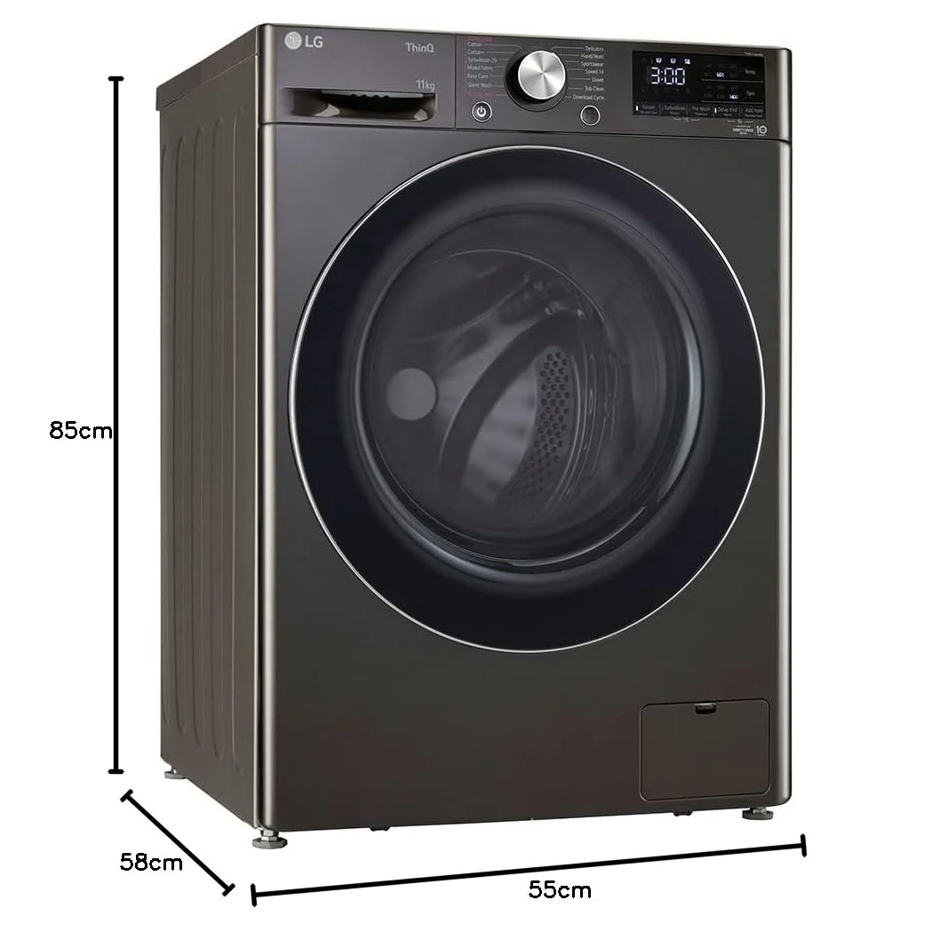 LG 11 Kg 5 Star Inverter Wi-Fi Fully-Automatic Front Load Washing Machine with In-Built Heater (FHP1411Z9B, Black VCM, AI DD Technology, 1400 RPM &amp; Steam+) - Image 10