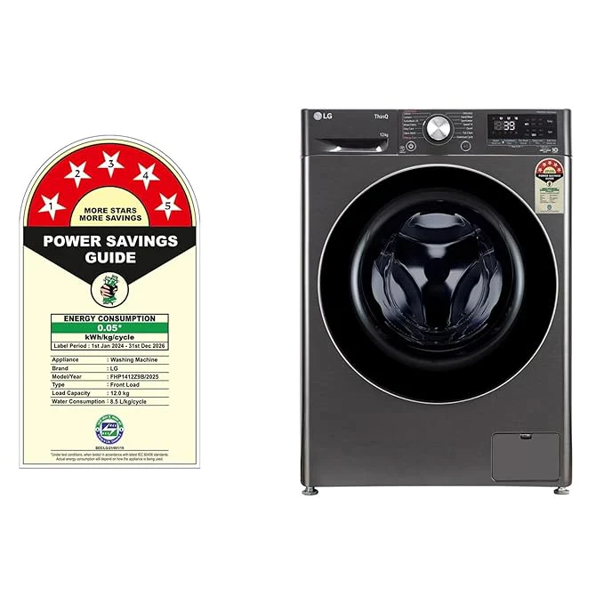 LG 12 Kg 5 Star AI Direct Drive⢠Fully Automatic Front Load Washing Machine (FHP1412Z9B, Platinum Black, TurboWash 360, Steam, Wi-Fi,)Platinum Black - Image 2