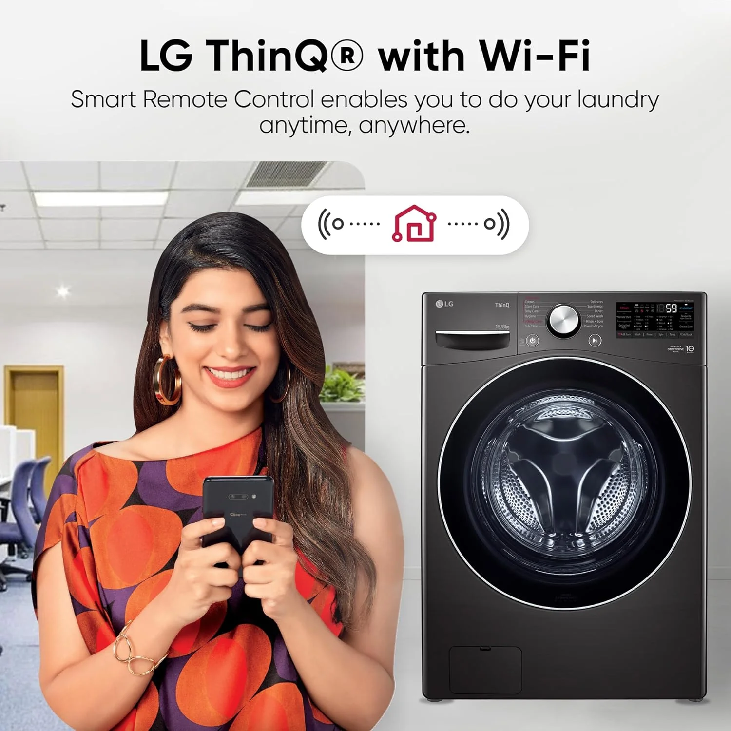 LG 15 Kg (Wash) / 8 Kg (Dry) Ai Direct Drive with Wi-Fi Fully Automatic Front-Loading Washer Dryer (FHD1508STB, With Steam Remove Allergen & TurboWash, Black VCM) - Image 7