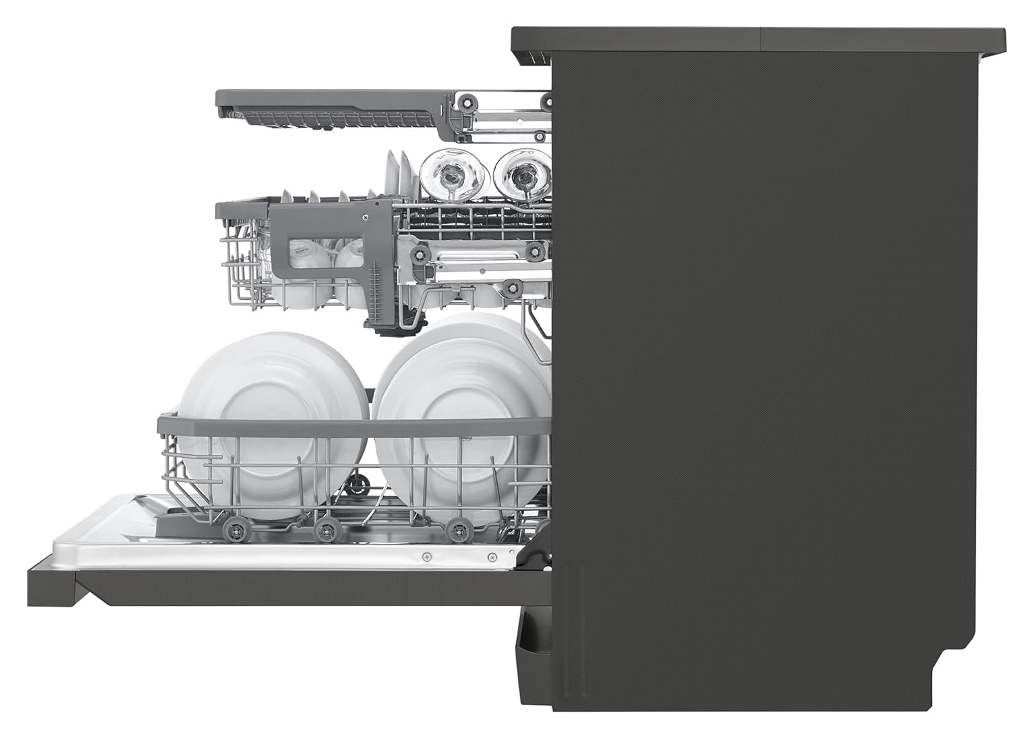 LG 15 Place Settings with TrueSteam Technology Freestanding Dishwasher (DFB335HM, Matte Black, Auto Open Door, QuadWash, EasyRack Plus-Easy to load all types of utensils, Direct Drive Motor & Wi-Fi) - Image 10