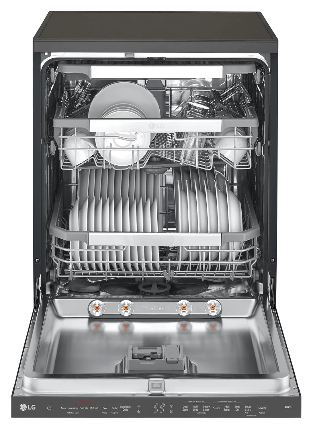LG 15 Place Settings with TrueSteam Technology Freestanding Dishwasher (DFB335HM, Matte Black, Auto Open Door, QuadWash, EasyRack Plus-Easy to load all types of utensils, Direct Drive Motor & Wi-Fi) - Image 4
