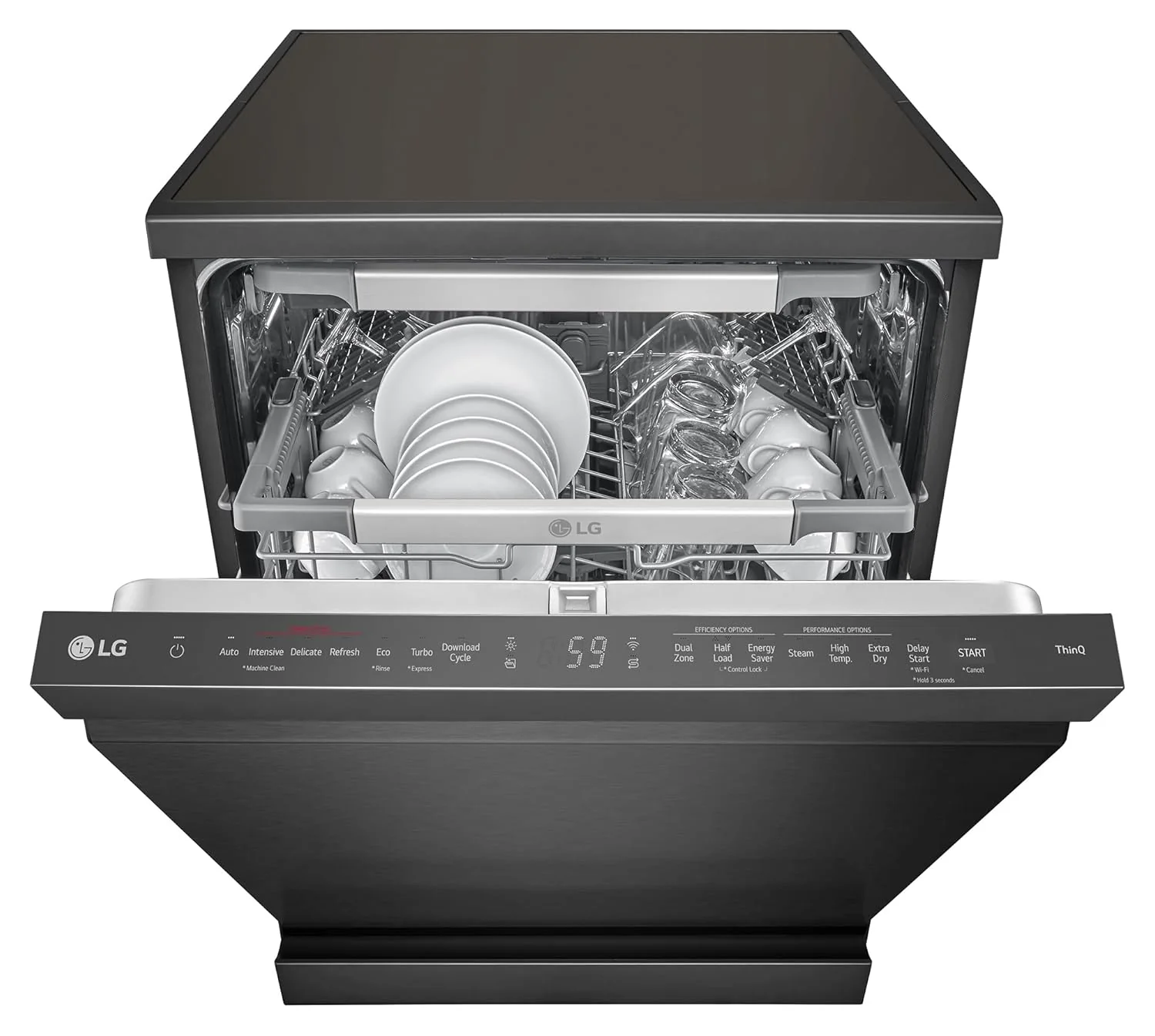 LG 15 Place Settings with TrueSteam Technology Freestanding Dishwasher (DFB335HM, Matte Black, Auto Open Door, QuadWash, EasyRack Plus-Easy to load all types of utensils, Direct Drive Motor & Wi-Fi) - Image 5