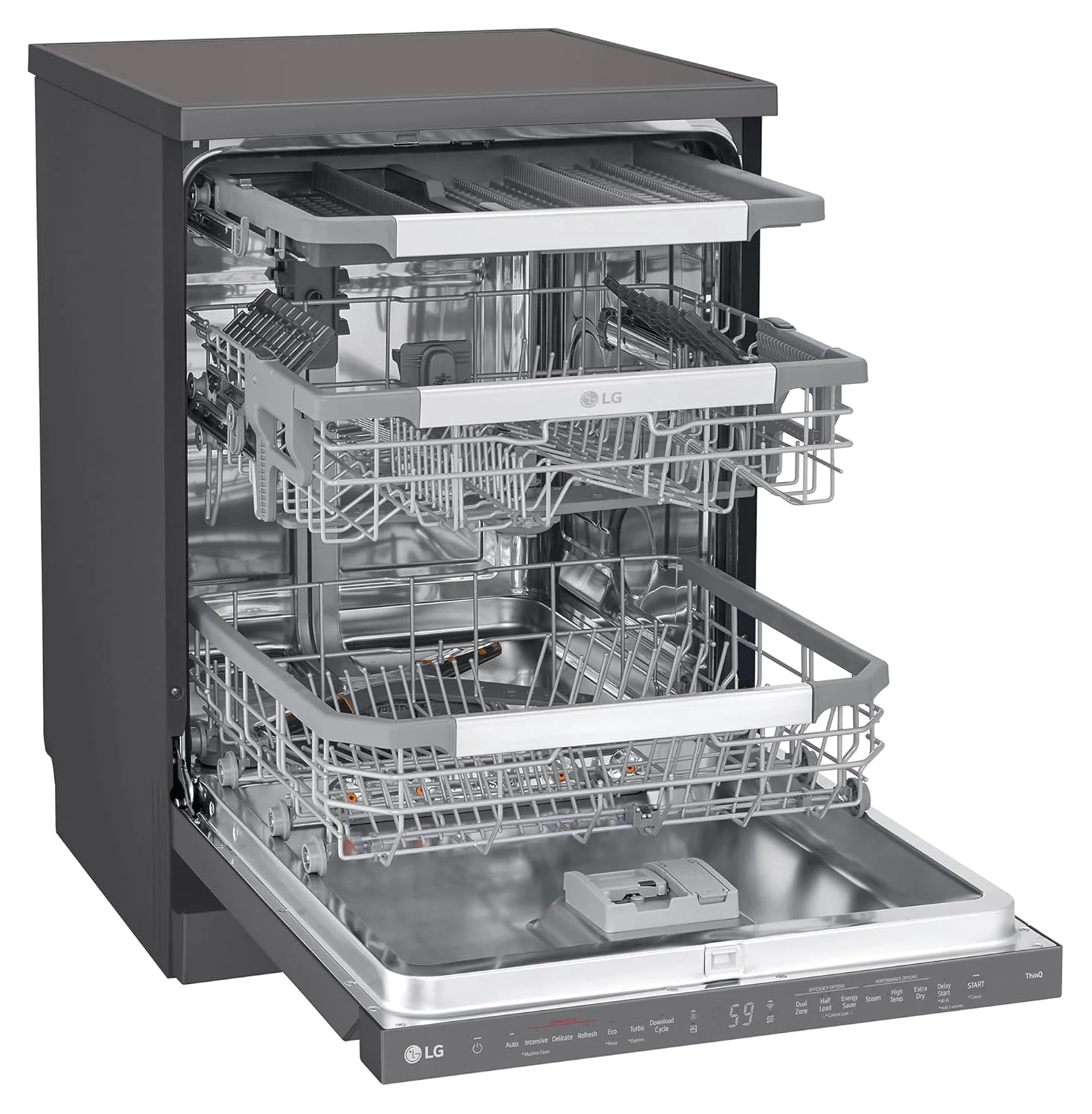 LG 15 Place Settings with TrueSteam Technology Freestanding Dishwasher (DFB335HM, Matte Black, Auto Open Door, QuadWash, EasyRack Plus-Easy to load all types of utensils, Direct Drive Motor & Wi-Fi) - Image 6