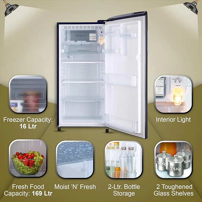 LG 185 L 3 Star Direct-Cool Single Door Refrigerator (GL-B201AFED, ‎Blue Euphoria, Moist 'N' Fresh) - Image 2