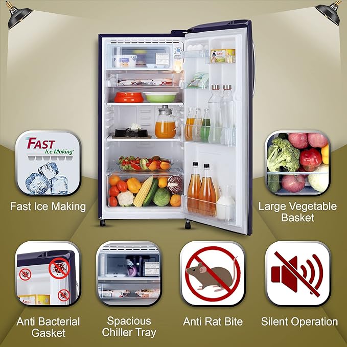 LG 185 L 3 Star Direct-Cool Single Door Refrigerator (GL-B201AFED, ‎Blue Euphoria, Moist 'N' Fresh) - Image 3