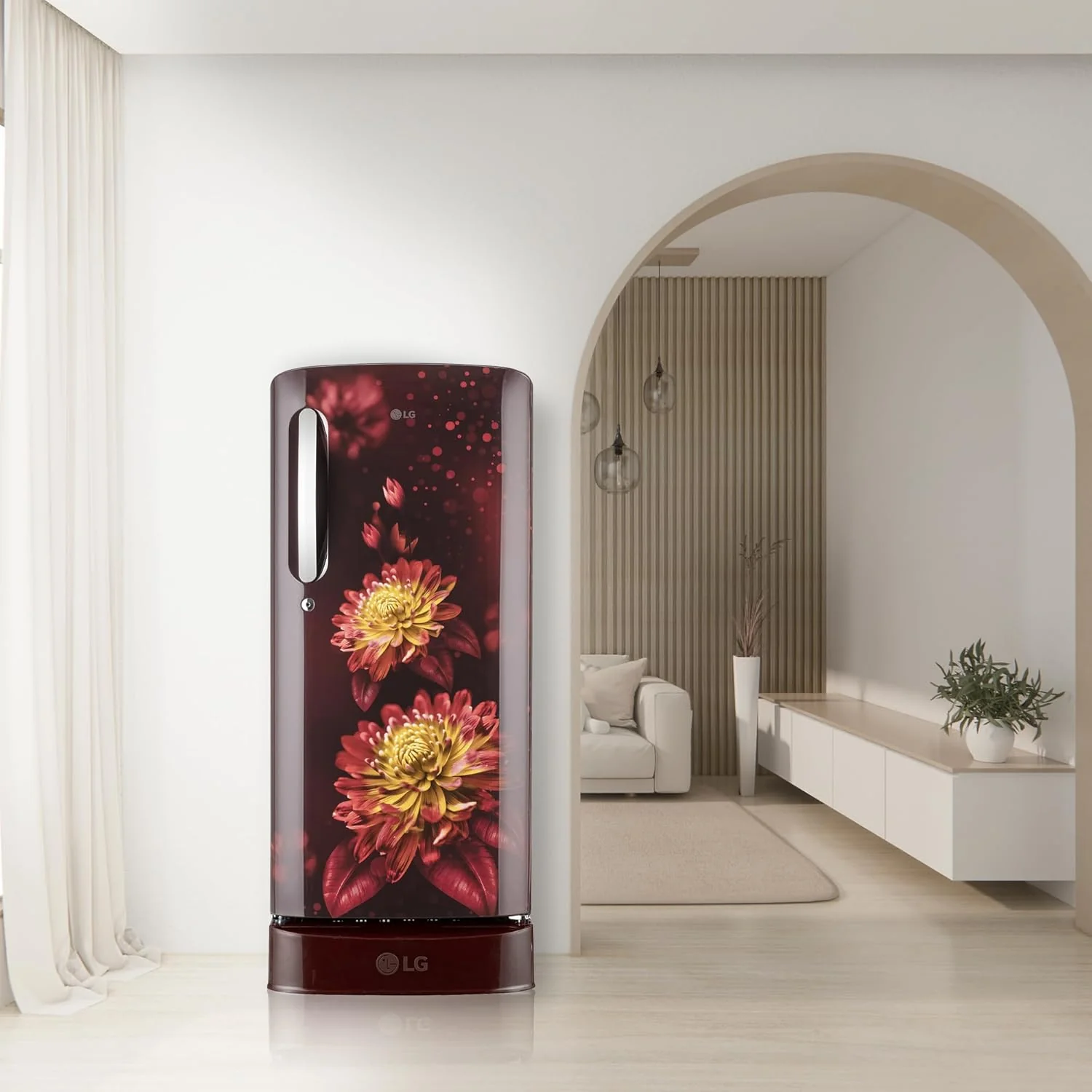 LG 185 L, 5 Star, Direct-Cool, Smart Inverter Compressor, Single Door Refrigerator with Fast Ice Making (GL-D201ASFU, Scarlet Florance, Runs on Home Inverter, Moist 'N' Fresh & Base stand with drawer) - Image 12