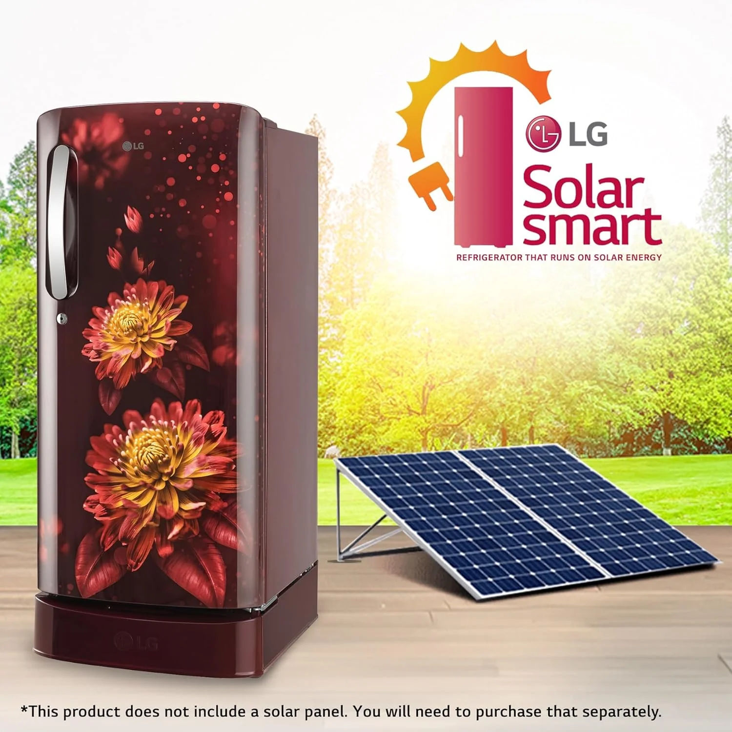LG 185 L, 5 Star, Direct-Cool, Smart Inverter Compressor, Single Door Refrigerator with Fast Ice Making (GL-D201ASFU, Scarlet Florance, Runs on Home Inverter, Moist 'N' Fresh & Base stand with drawer) - Image 3