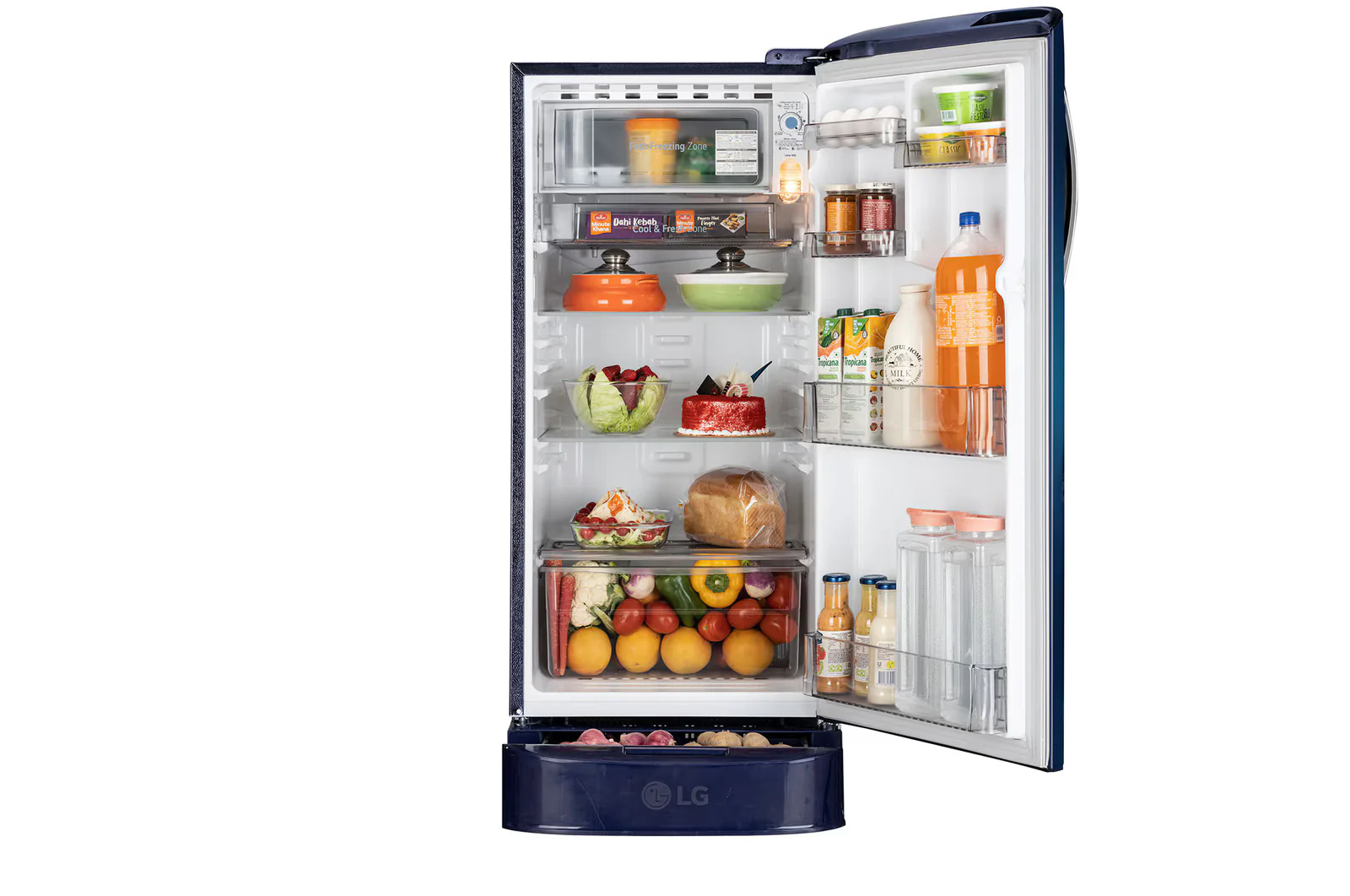 LG 185 L Single Door Refrigerator with Base Stand Drawer, Smart Inverter Compressor, Direct Cool, Blue Water Lily, 3 Star,(GLD1936ZABW) - Image 8