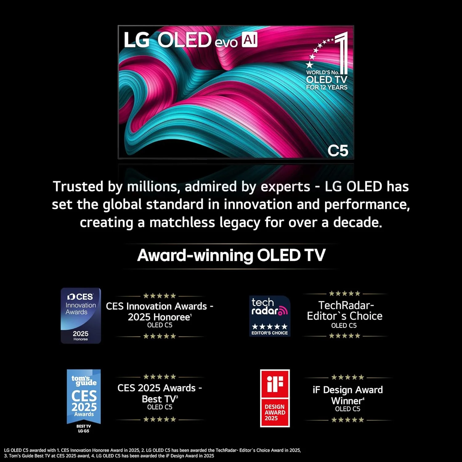 LG 195 cm (77 Inches) OLED evo C5 Series 4K Ultra HD (3840 x 2160) Smart webOS OLED TV OLED77C56LA - Image 5