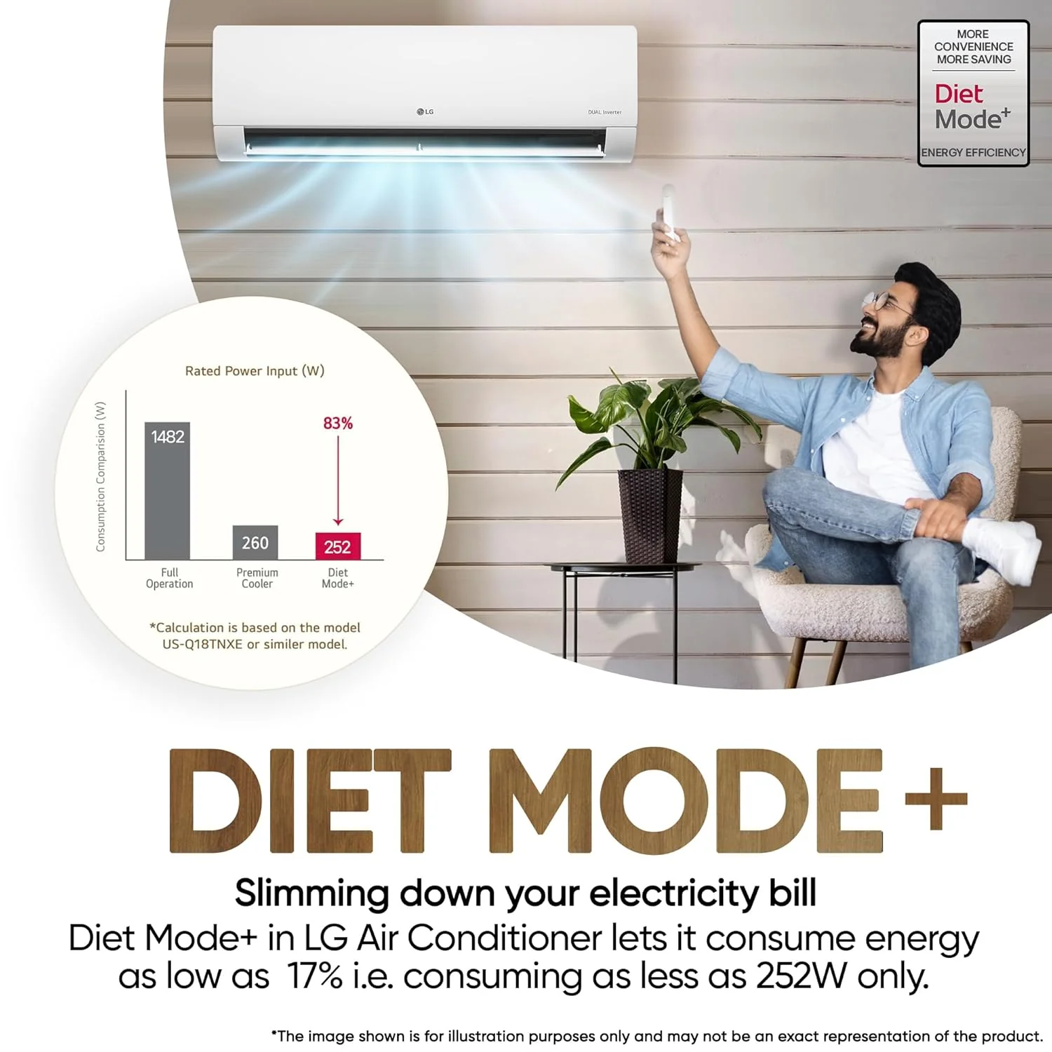 LG 2 Ton 3 Star DUAL Inverter Split AC (Copper, AI Convertible 6-in-1, Diet Mode+, Faster Cooling &amp; Energy Saving, 4 Way Swing, HD Filter with Anti-Virus Protection, US-Q24ENXE, White) - Image 6
