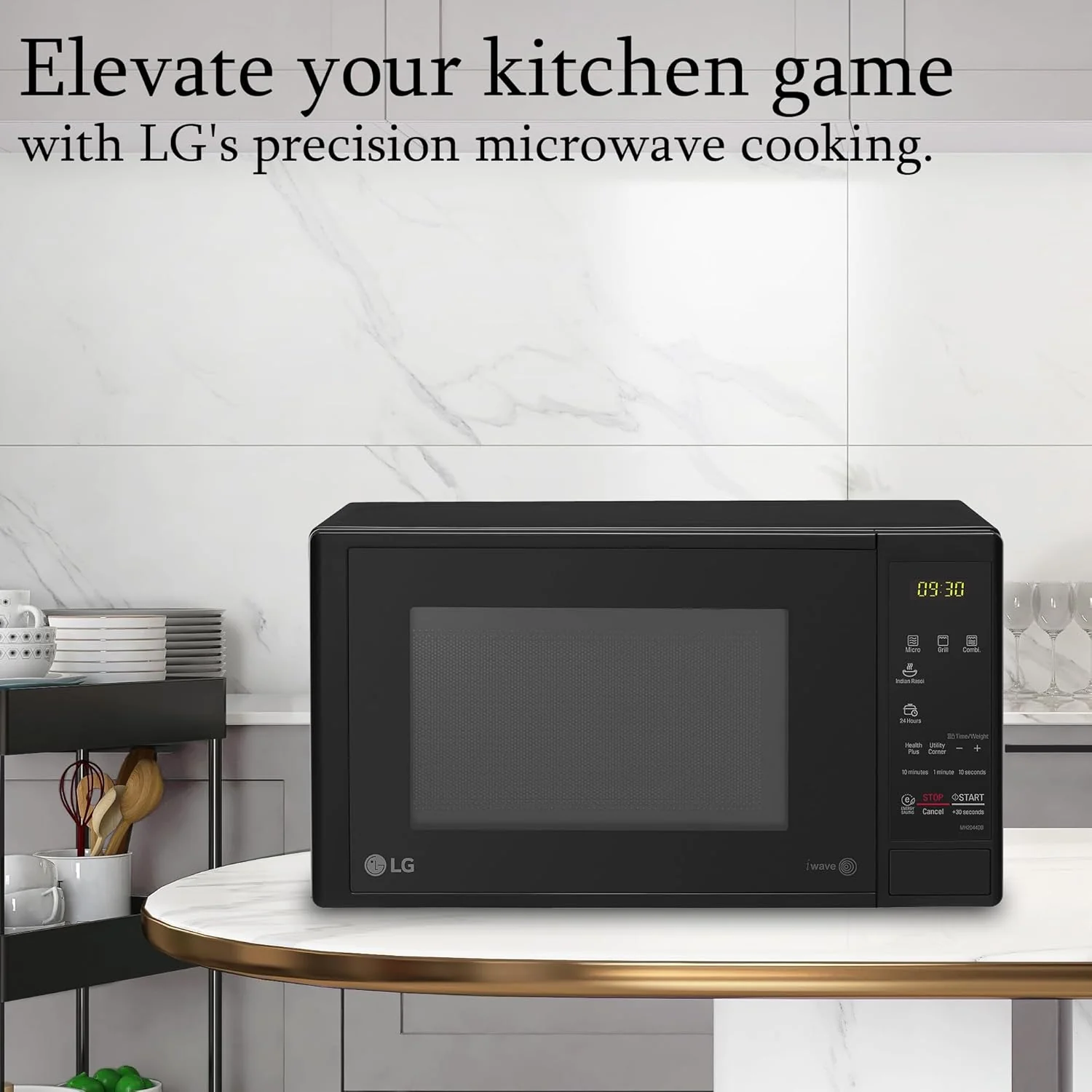 LG 20 L Grill Microwave Oven (MH2044DB, Black, Quartz Heater, I-Wave Technology, Indian Cuisine, Auto Cook Menu, Steam Clean, Anti-Bacterial Cavity & Health plus Menu) - Image 2