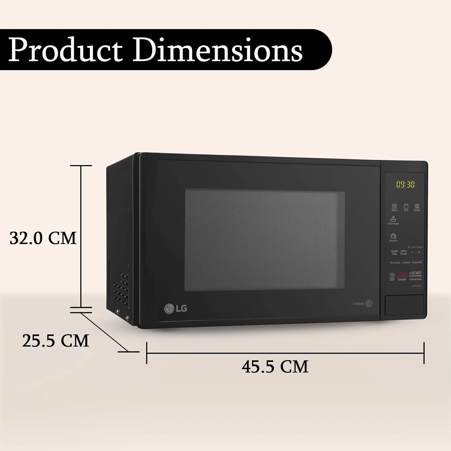 LG 20 L Grill Microwave Oven (MH2044DB, Black, Quartz Heater, I-Wave Technology, Indian Cuisine, Auto Cook Menu, Steam Clean, Anti-Bacterial Cavity & Health plus Menu) - Image 8