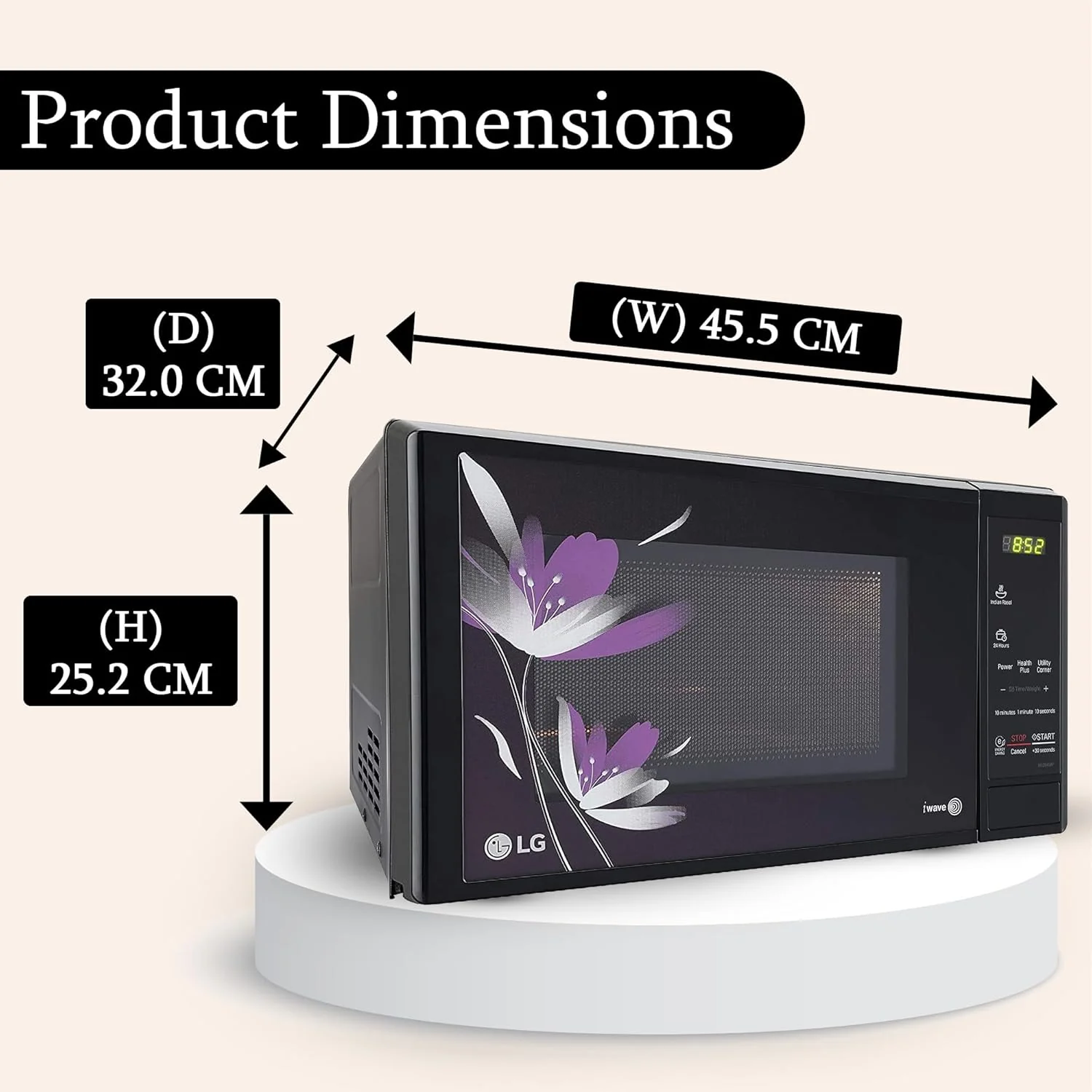 LG 20 L Solo Microwave Oven (MS2043BP, Black, Health plus Menu, I-Wave Technology, Indian Cuisine, Even Reheat &amp; Defrost, Auto Cook Menu, Anti-Bacterial Cavity &amp; Steam Clean) - Image 12