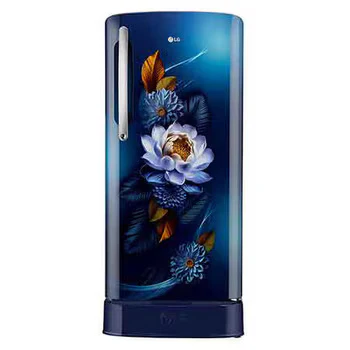LG 201 L 3 Star Inverter Direct-Cool Single Door Refrigerator (GL-D211HBWD, Blue Waterlilly, Base stand with drawer)