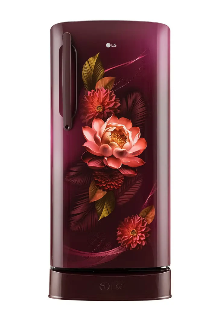 LG 201 L 5 Star Inverter Direct-Cool Single Door Refrigerator (GL-D211HRWZ, Red Waterlilly, Base stand with drawer) - Image 2