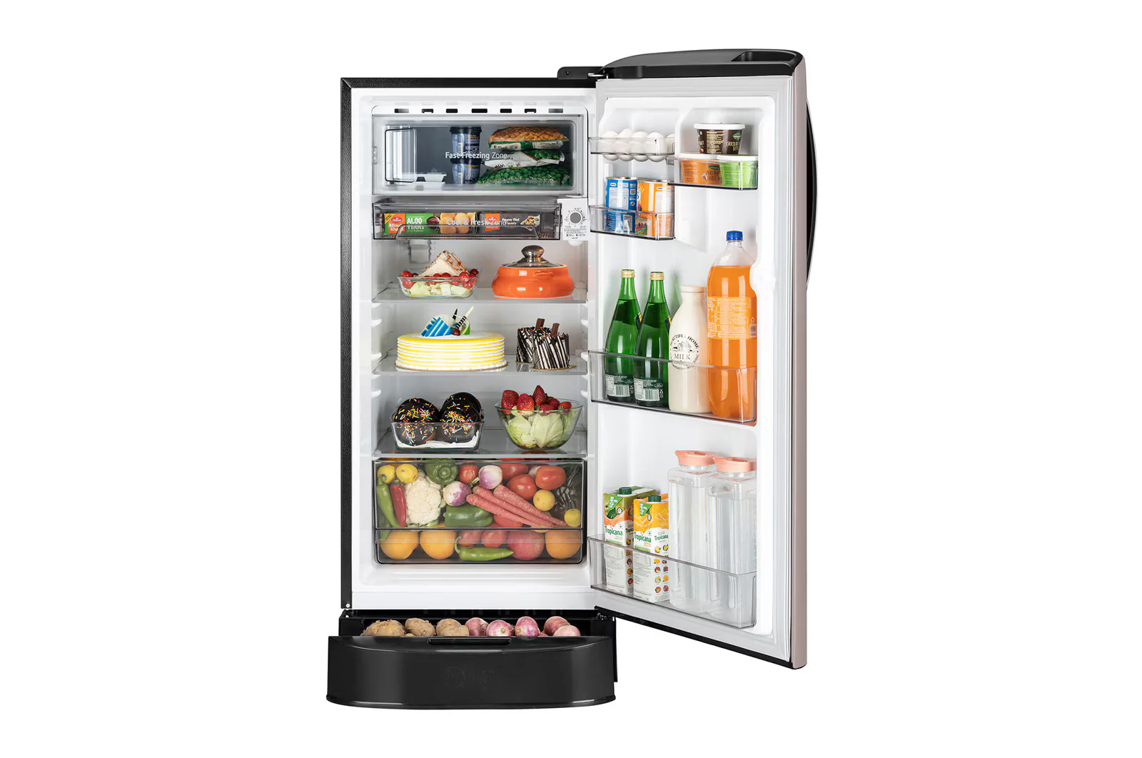LG 201 L Single Door Refrigerator with Base Stand Drawer, Smart Inverter Compressor, Solar Smart, Clay Pink, 5 Star,(GLD2156ZHCP) - Image 2