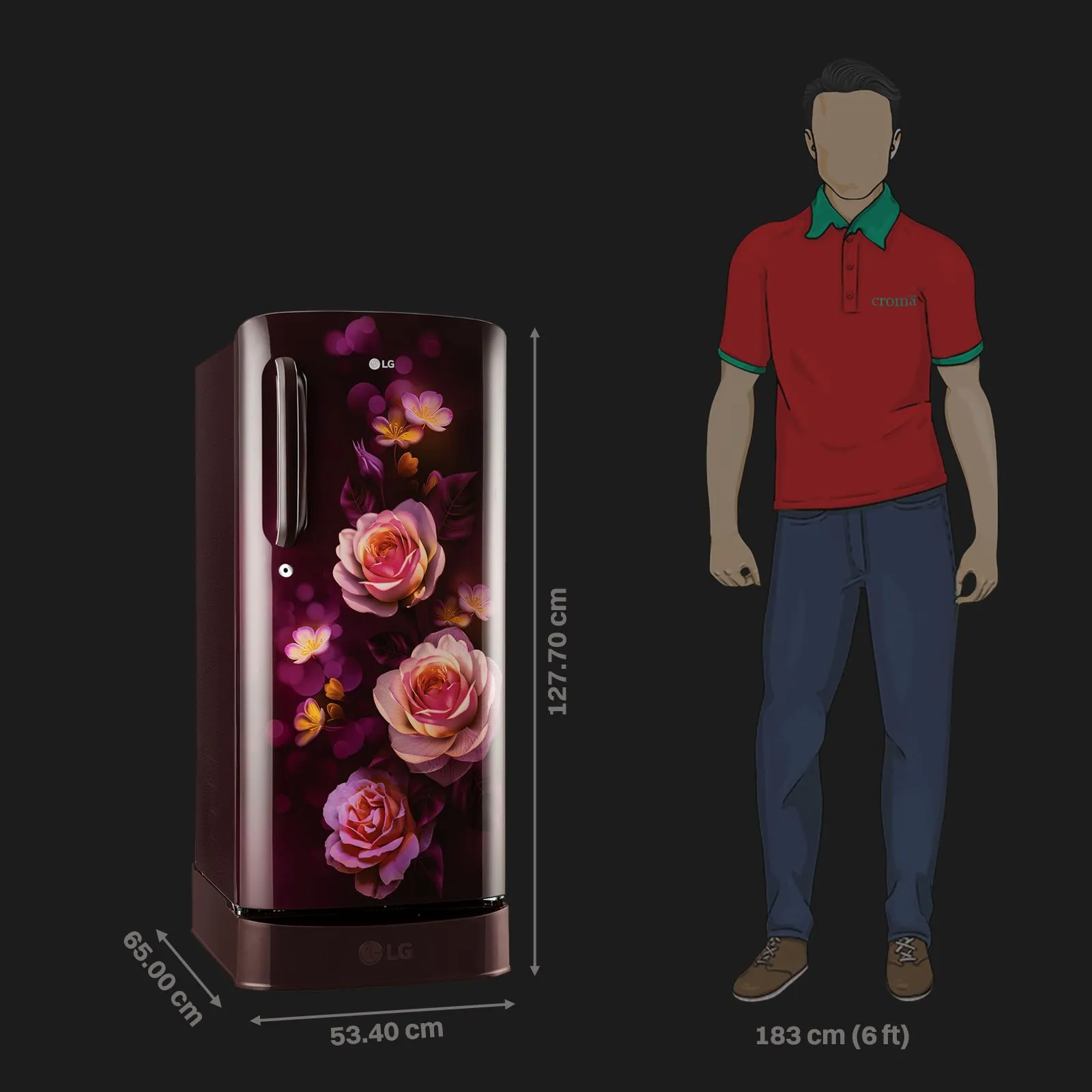 LG 201 Series 185 Litres 5 Star Direct Cool Single Door Refrigerator with Auto Smart Connect (GL-D201ASBU, Scarlet Bloom) - Image 7