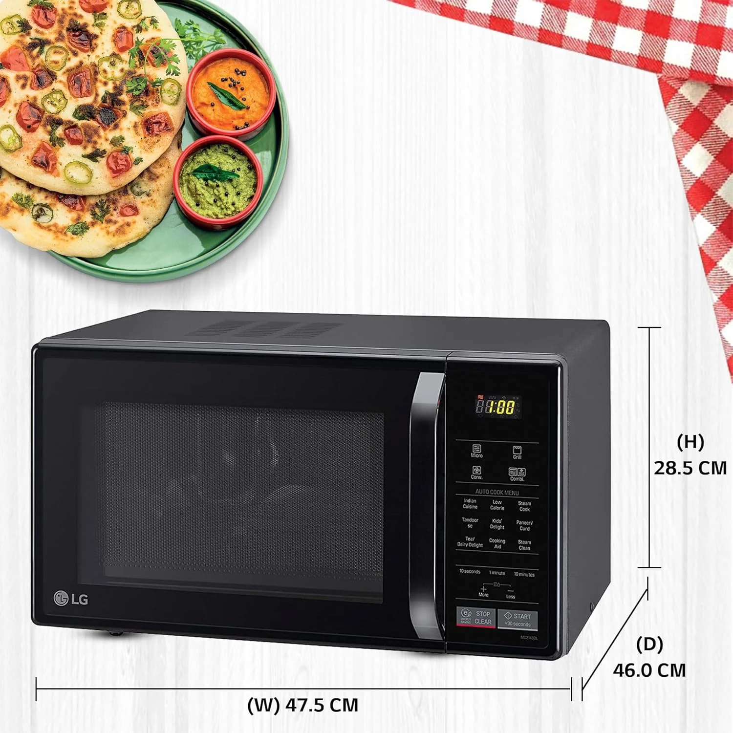 LG 21 L All In One Convection Microwave Oven (MC2146BL, Black), Free 1 Year Extended warranty - Image 10