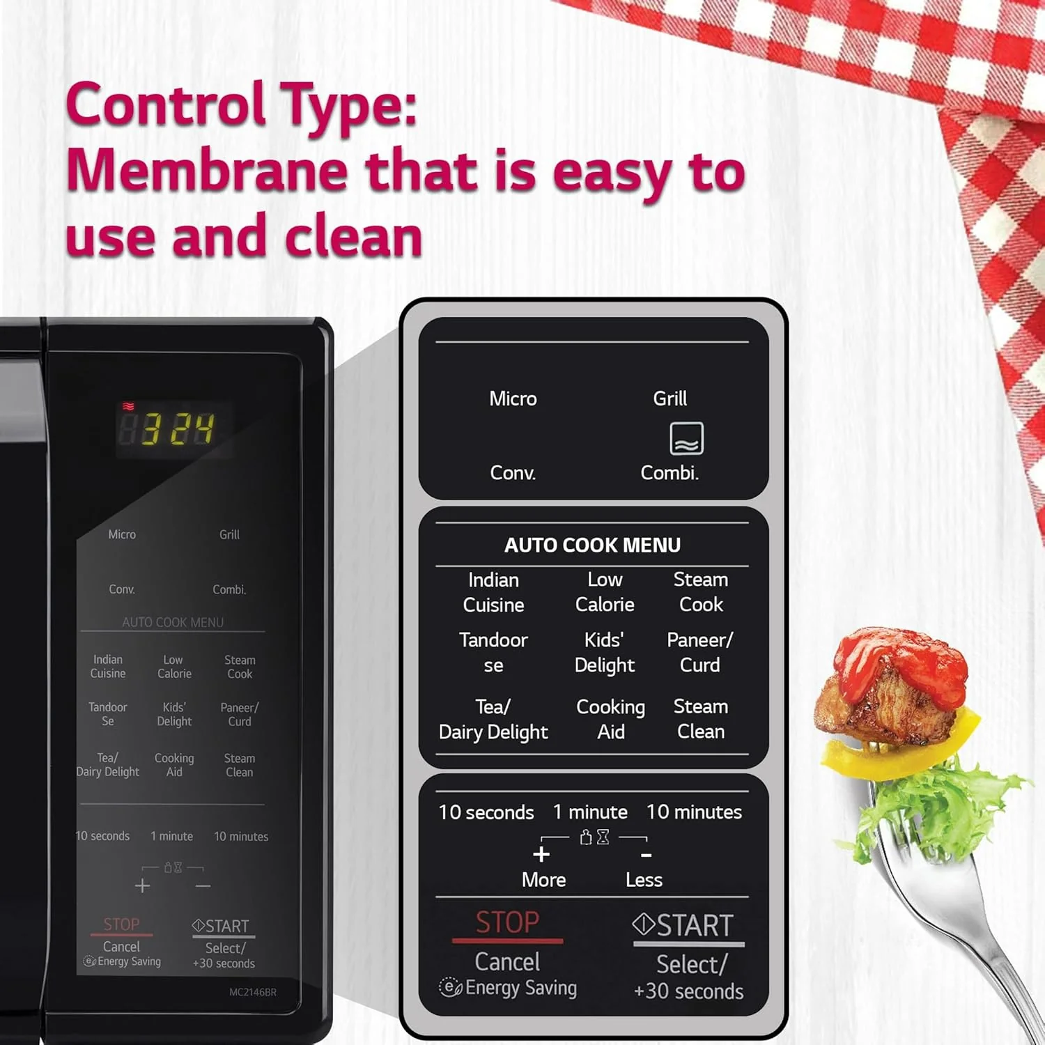 LG 21 L Convection Microwave Oven (MC2146BR, Black, Diet Fry) - Image 7