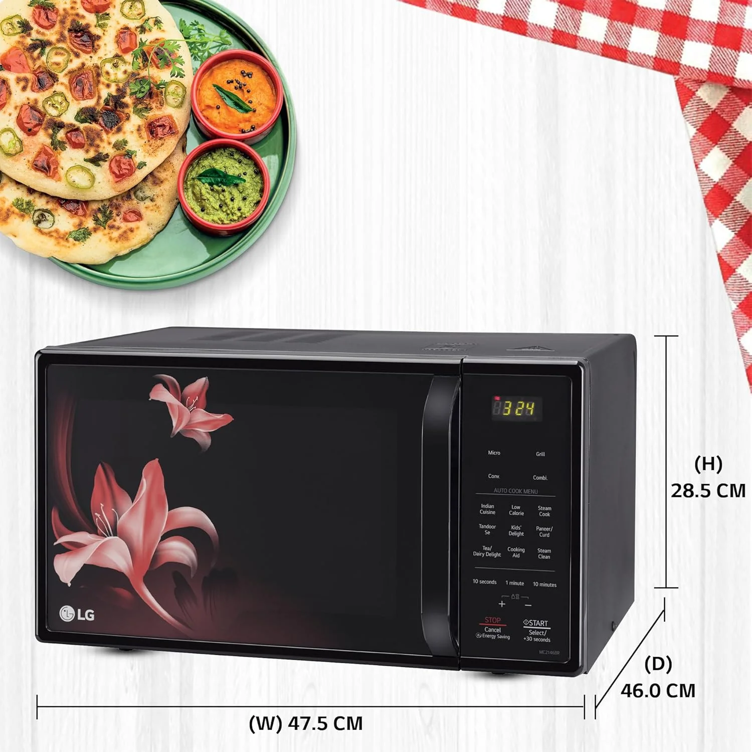 LG 21 L Convection Microwave Oven (MC2146BR, Black, Diet Fry) - Image 8