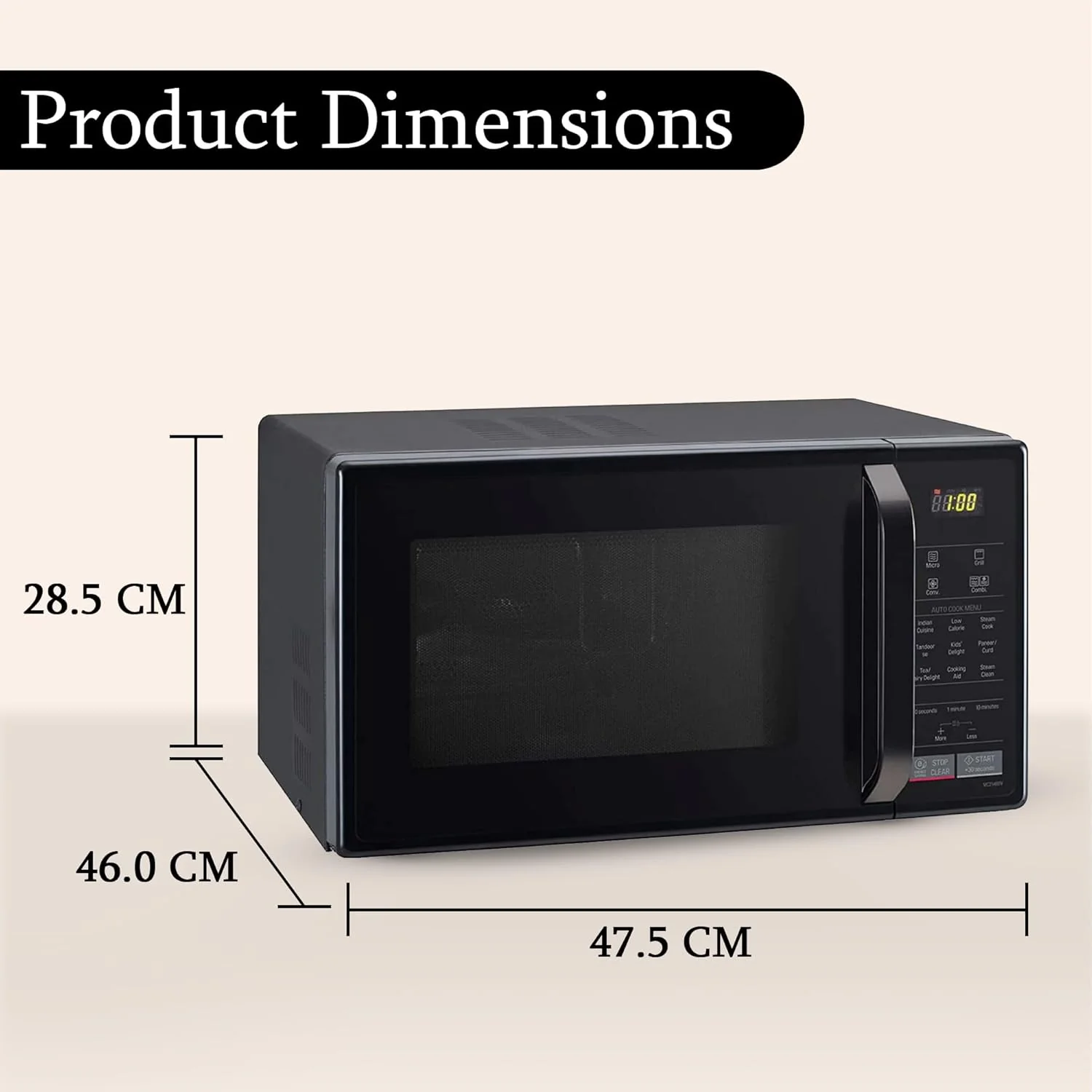LG 21 L Convection Microwave Oven (MC2146BV, Black, Auto Cook Menu, Defrost, Stainless Steel Cavity, Heathplus menu, Indian Cuisine, Tandoor Se, Paneer/Curd, Steam Clean &amp; Quartz Heater) - Image 10