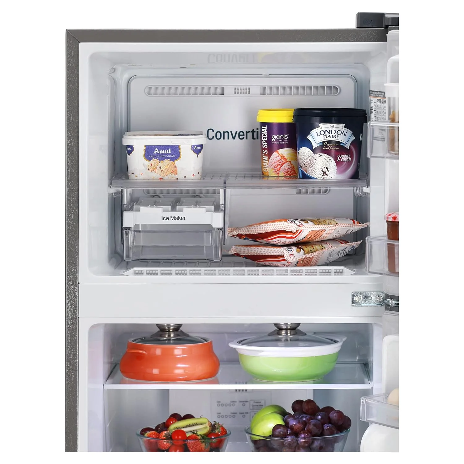LG 240 L 2 Star Smart Inverter Frost-Free Double Door Refrigerator Appliance (GL-S292RDSY, Dazzle Steel, Convertible, Gross Volume - 260 L) - Image 9
