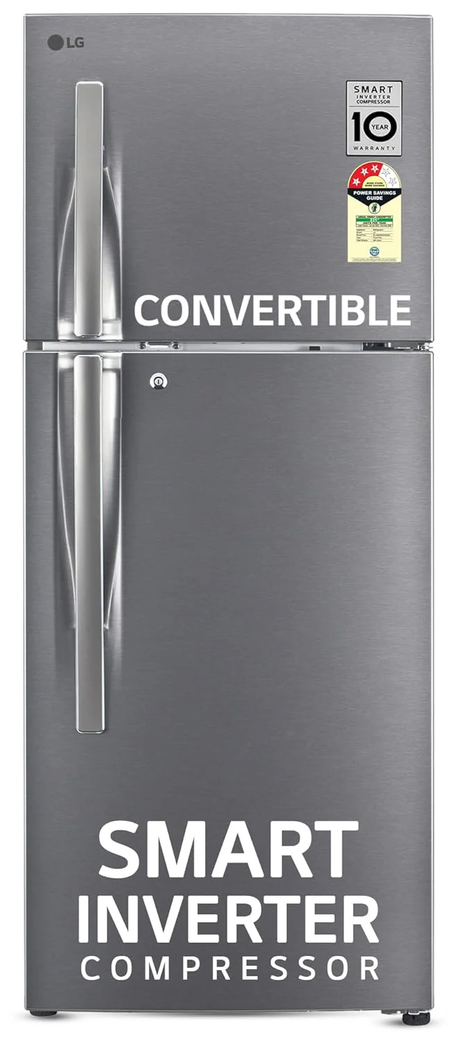 LG 240 L 3 Star Frost-Free Smart Inverter Double Door Refrigerator (GL-S292SDSX, Dazzle Steel, Convertible &amp; Multi Air Flow Cooling)