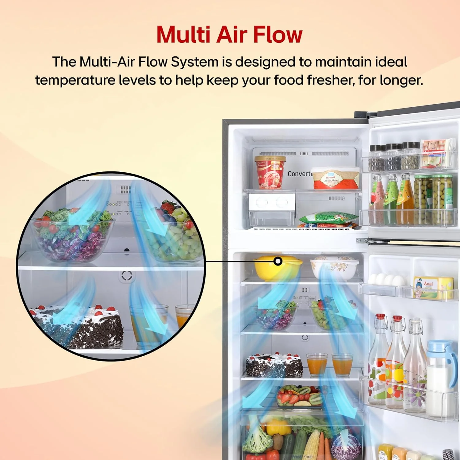 LG 240 L 3 Star Frost-Free Smart Inverter Double Door Refrigerator (GL-S292SDSX, Dazzle Steel, Convertible &amp; Multi Air Flow Cooling) - Image 7