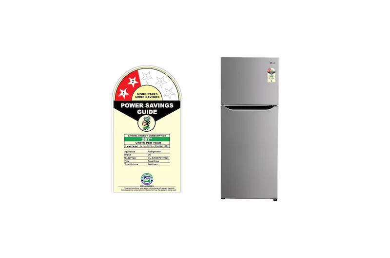 LG 240L Double Door Refrigerator , Convertible, Multi Air Flow, Shiny Steel Finish, 3 Star GL-S292SPZX - Image 7