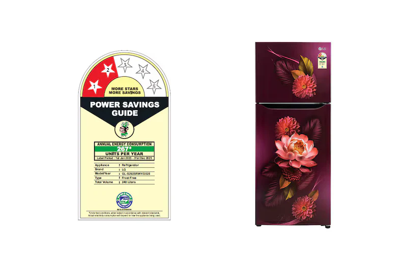 LG 240L Double Door Refrigerator with Smart Inverter Compressor, Multi-Air Flow, Red Water Lily, 2 Star GL-S292SRWY - Image 7
