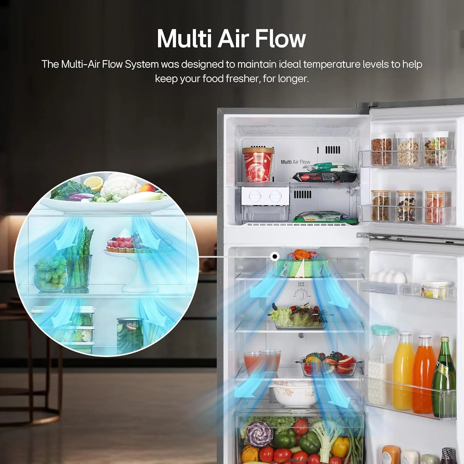 LG 242 L, 2 Star, Smart Inverter Compressor, Multi Air Flow, Frost-Free Double Door Refrigerator (GL-N292DPZY, Shiny Steel, Smart Connect &amp; Moist ‘N’ Fresh) - Image 11