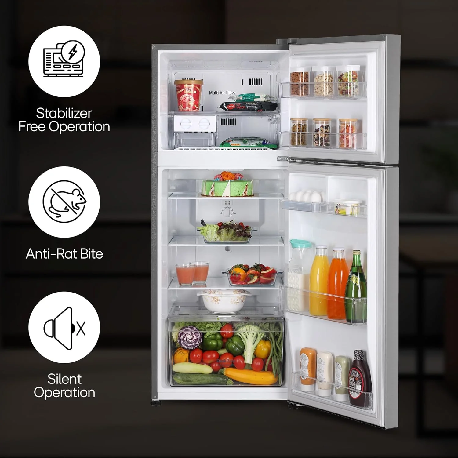 LG 242 L, 2 Star, Smart Inverter Compressor, Multi Air Flow, Frost-Free Double Door Refrigerator (GL-N292DPZY, Shiny Steel, Smart Connect &amp; Moist ‘N’ Fresh) - Image 13